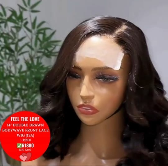 14 INCH DOUBLE DRAWN BODYWAVE FRONT LACE WIG (13A) Hair Kingdom