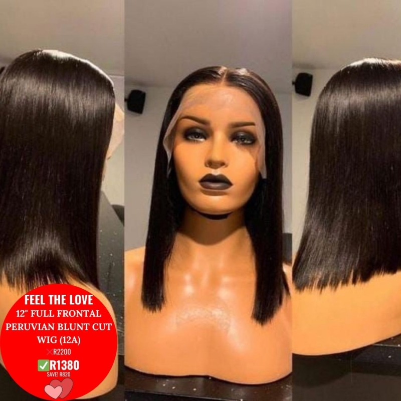 12 INCH FULL FRONTAL PERUVIAN BLUNT CUT WIG (12A) Hair Kingdom
