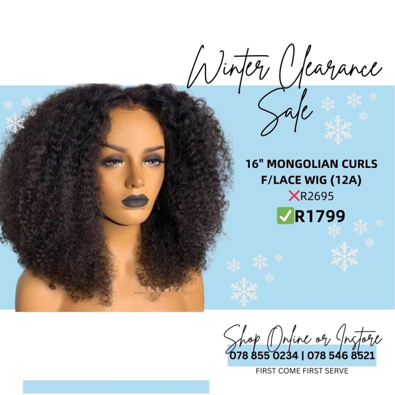 16 INCH MONGOLIAN CURLS F/LACE WIG (12A) Hair Kingdom Affordable